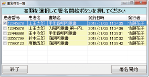 発行された書類の一覧